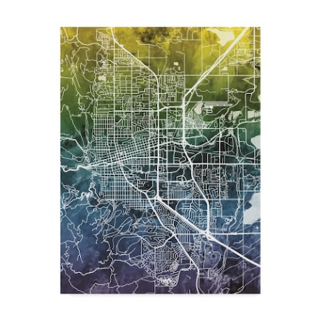Michael Tompsett 'Boulder Colorado City Map Blue Yellow' Canvas Art,24x32